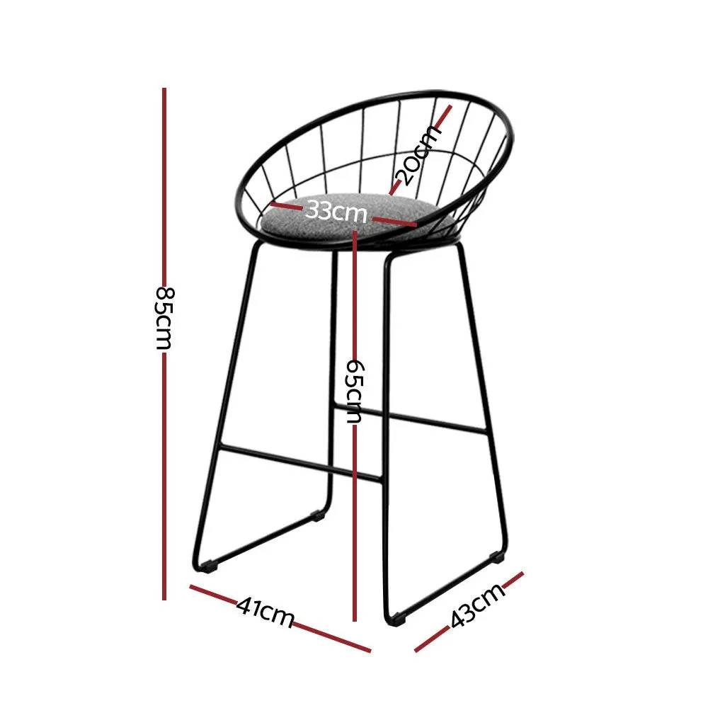 Four Bar Stools Padded Seat Metal