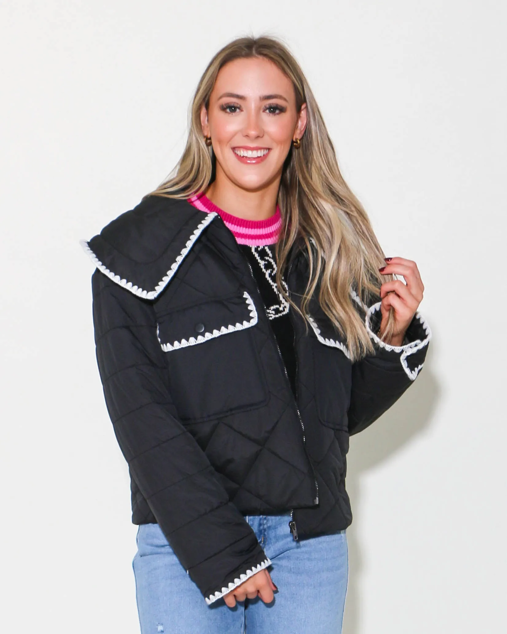 Front Zipper Quilted Puffer Jacket