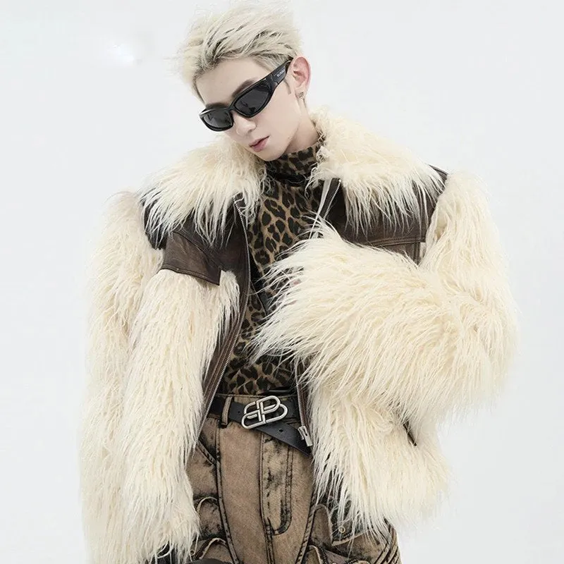 Fur PU Leather Thickened Warm Jacket