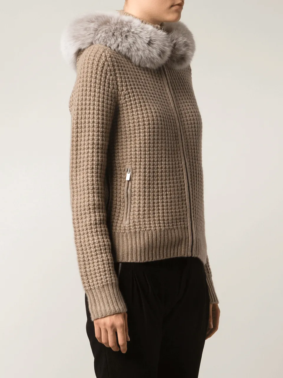 Fur Trim Cashmere Hoodie