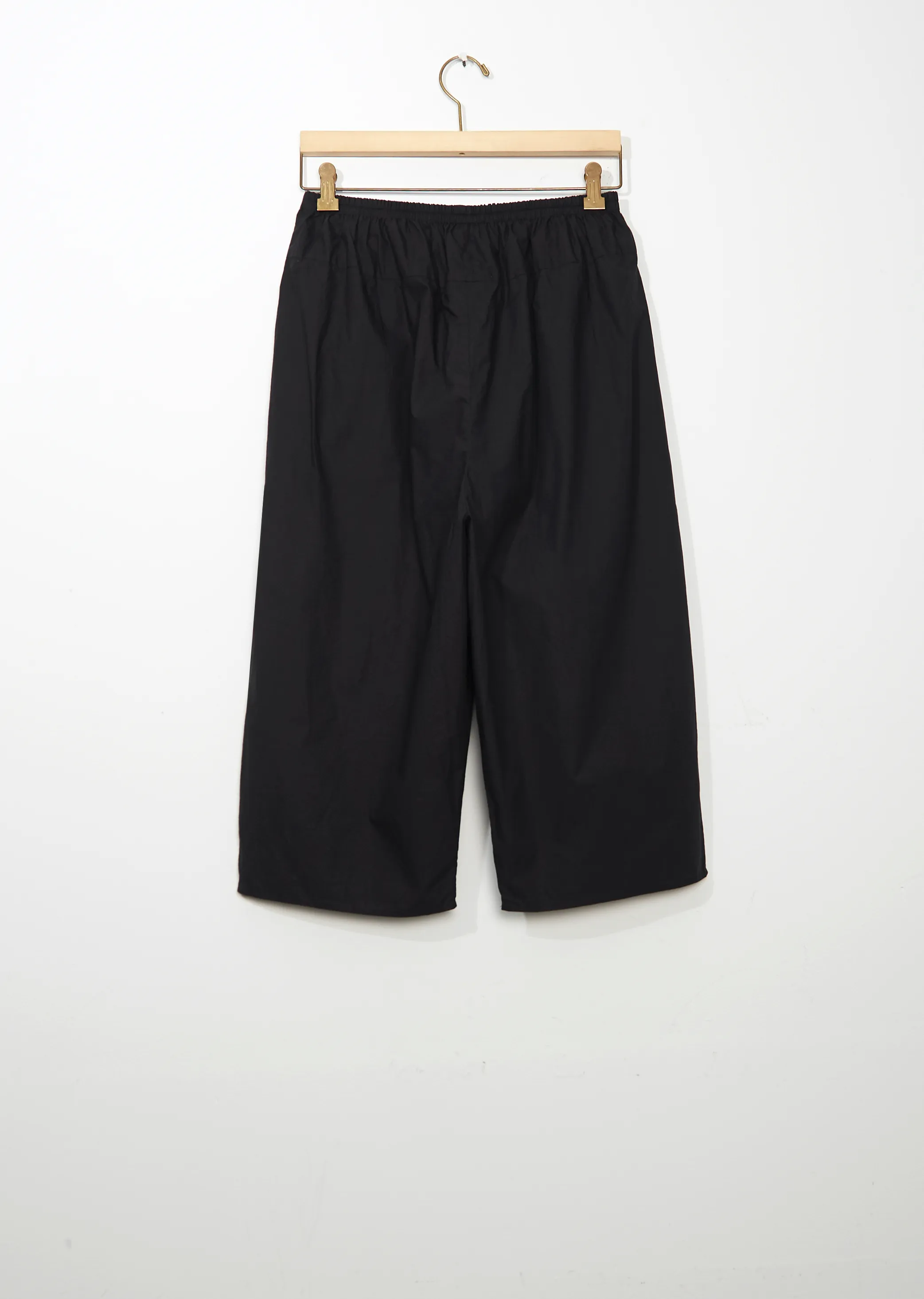 Gathered Cotton Culottes — Black