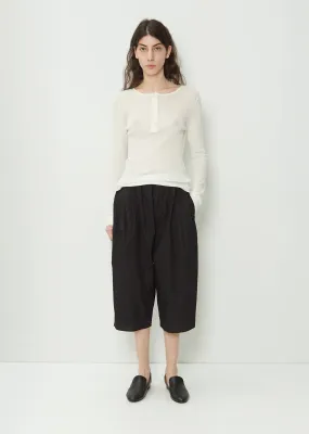 Gathered Cotton Culottes — Black