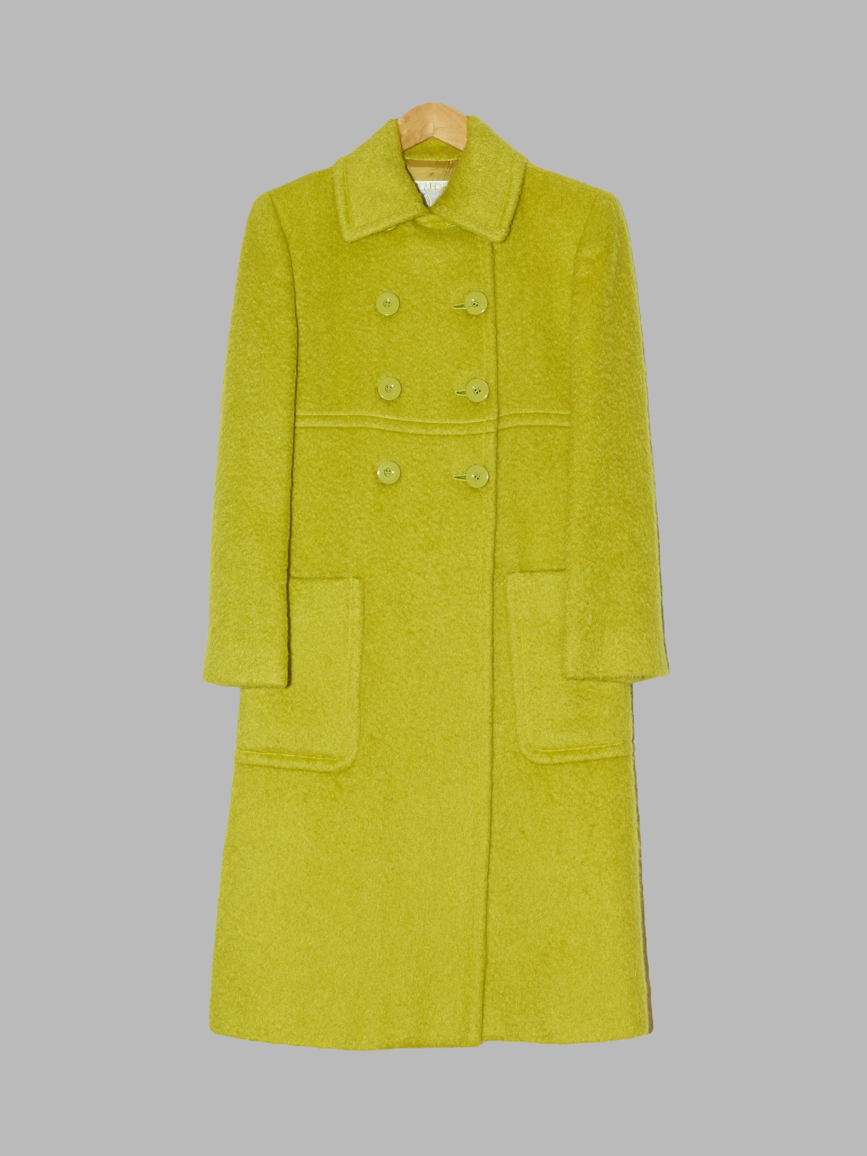 Gianfranco Ferre Studio 0001 lime green wool double-breasted coat - 40 8