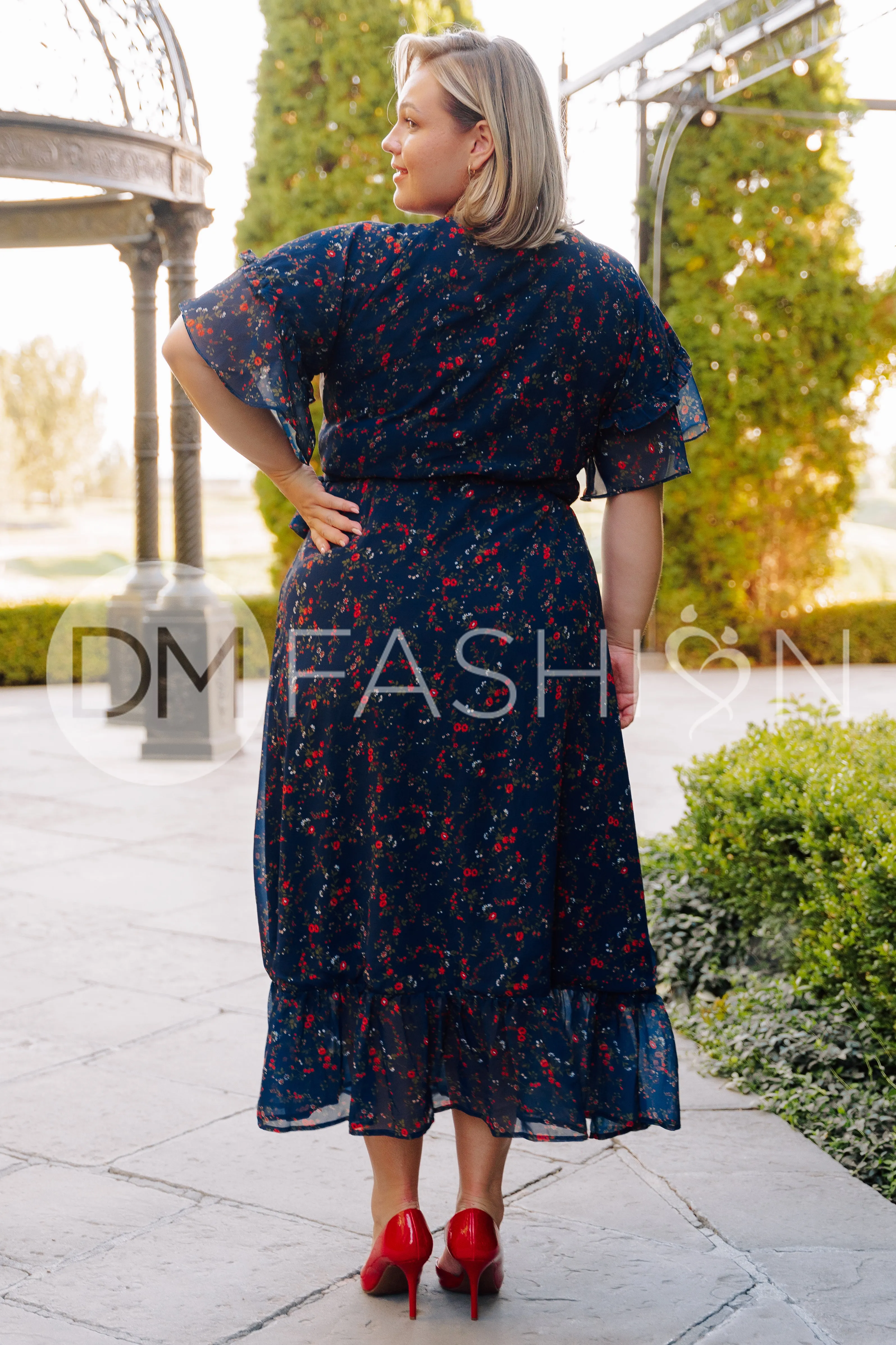 Halie Navy Floral Wrap Dress - DM Exclusive - Maternity Friendly - Restocked