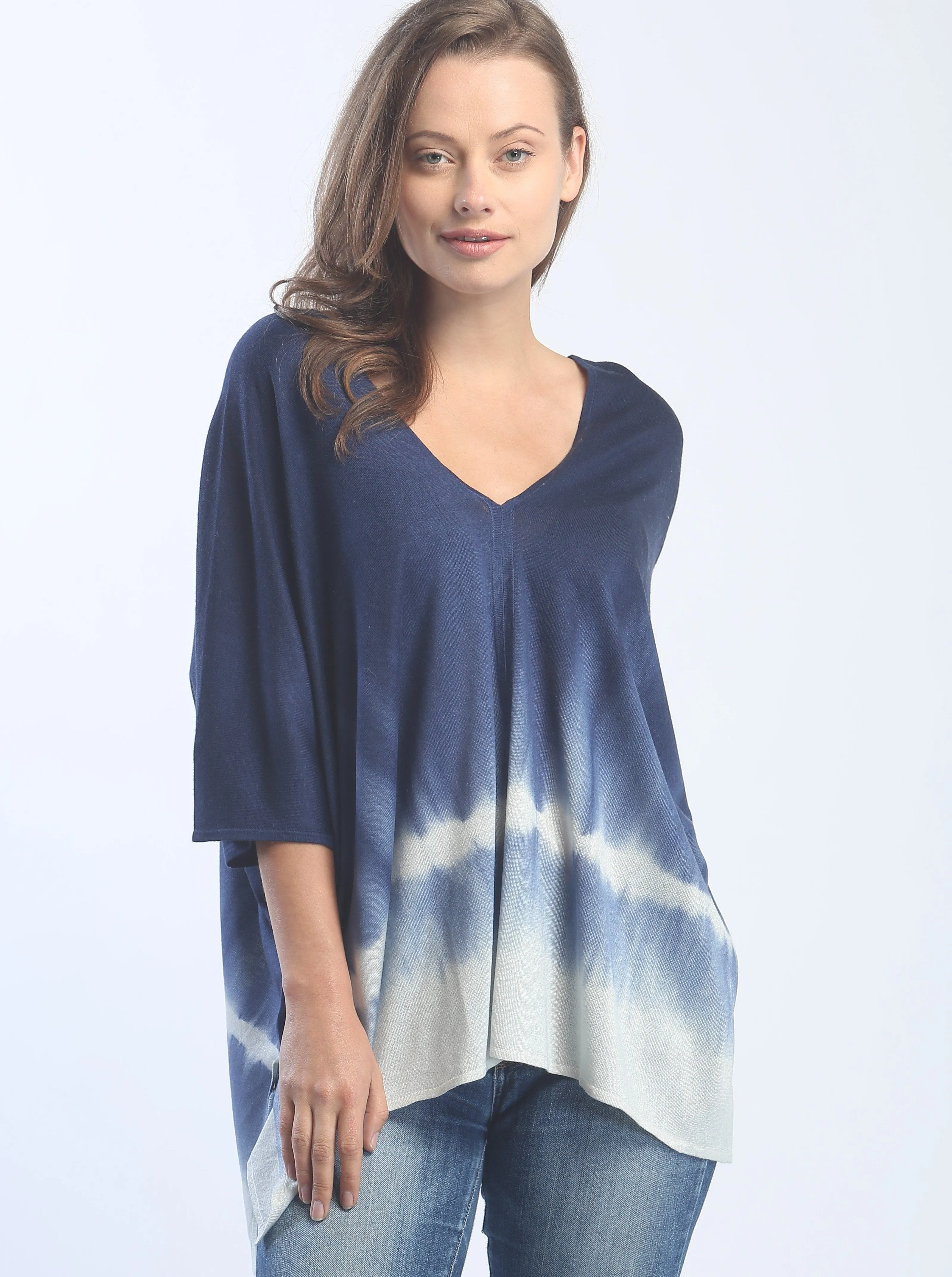 Hand Dyed Double V-Neck Poncho Tee