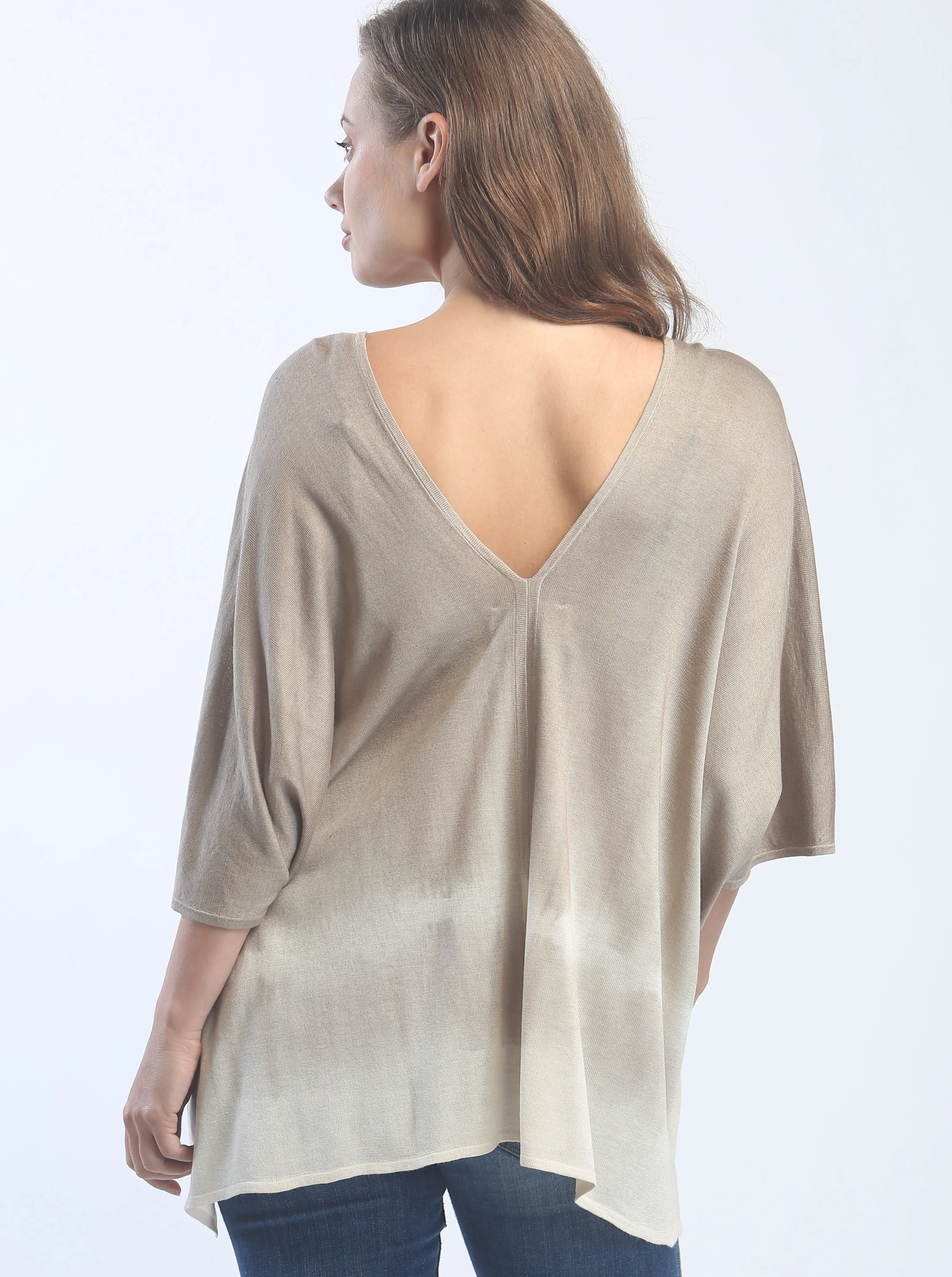 Hand Dyed Double V-Neck Poncho Tee