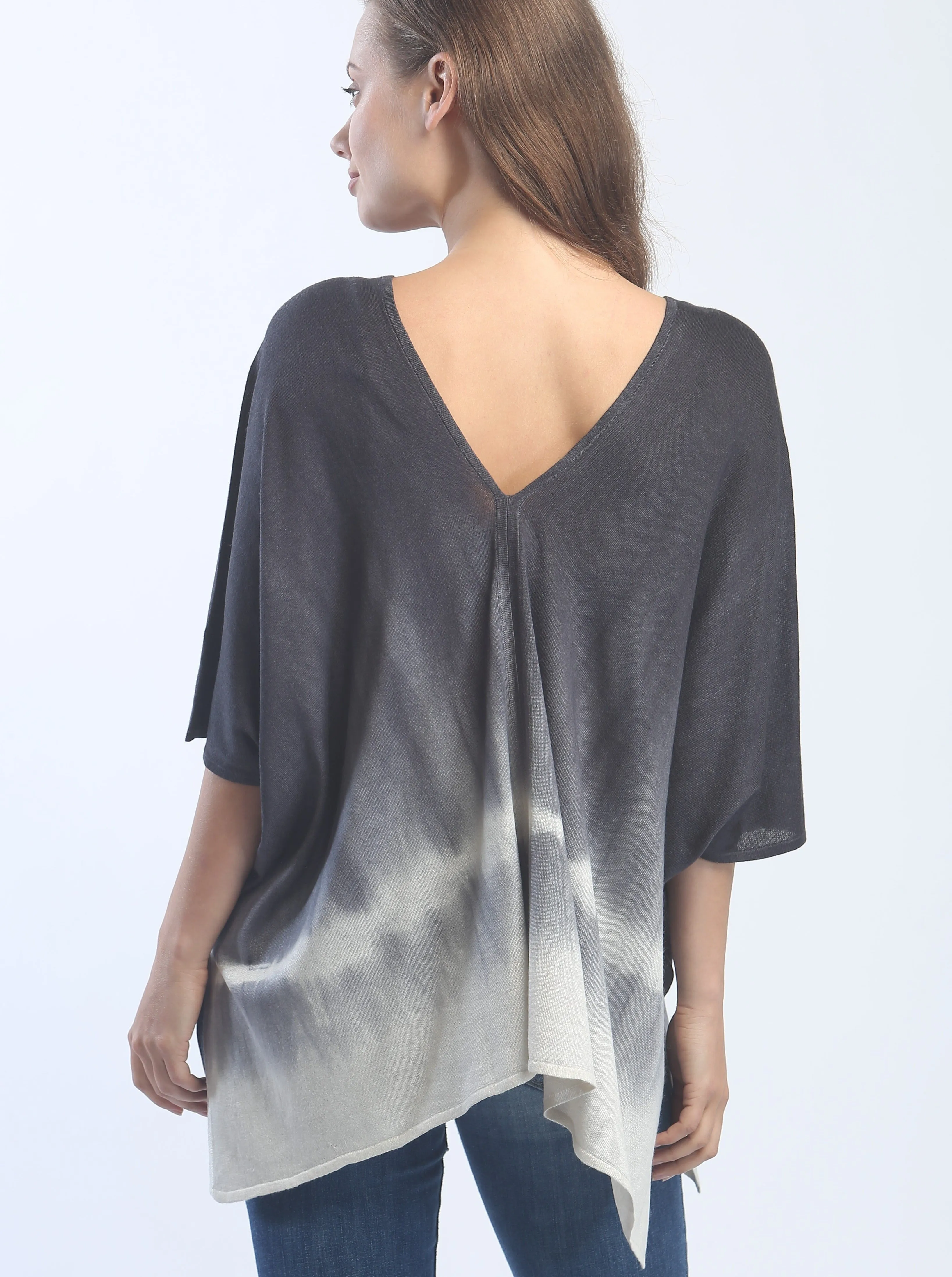 Hand Dyed Double V-Neck Poncho Tee