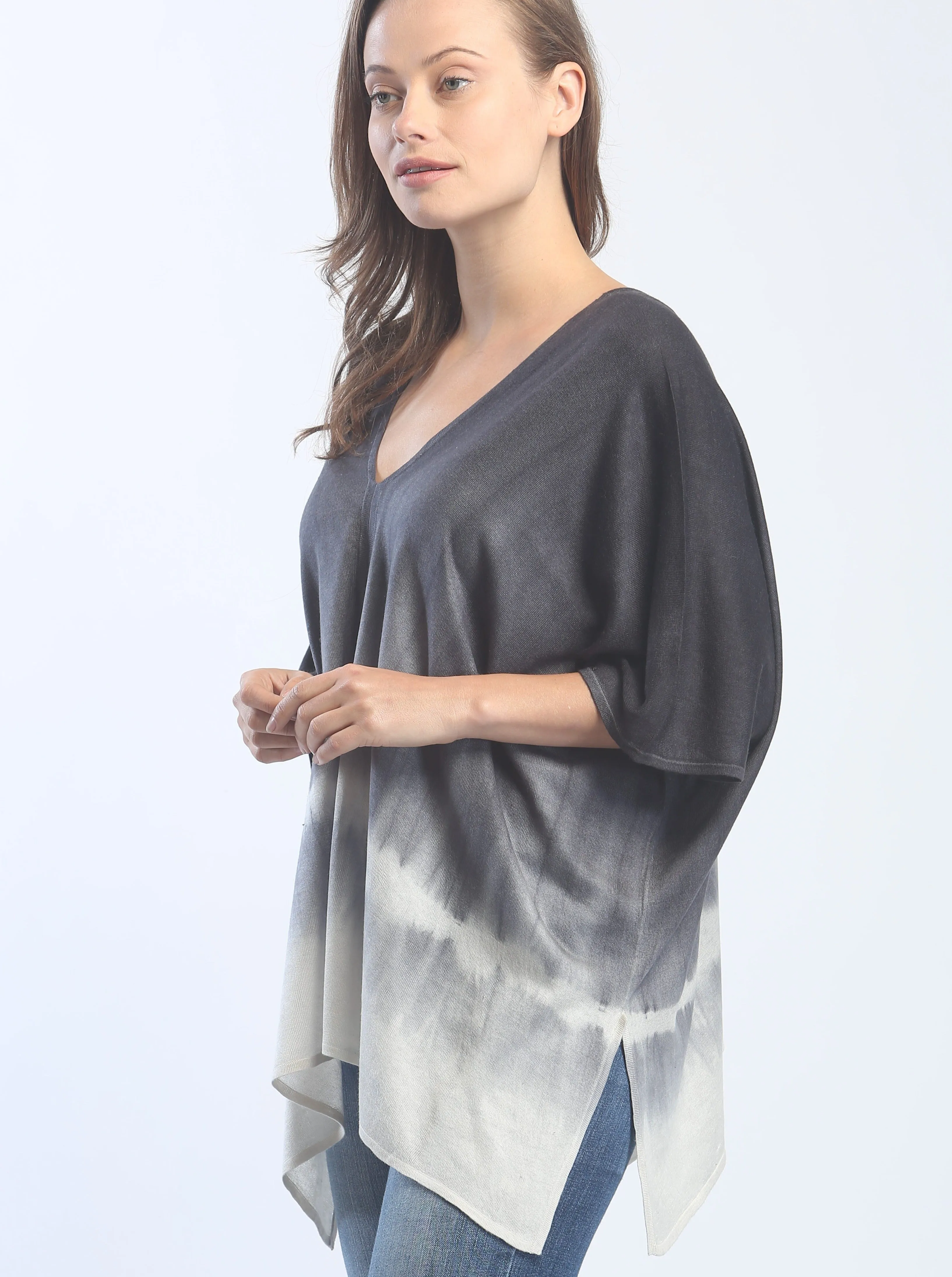 Hand Dyed Double V-Neck Poncho Tee