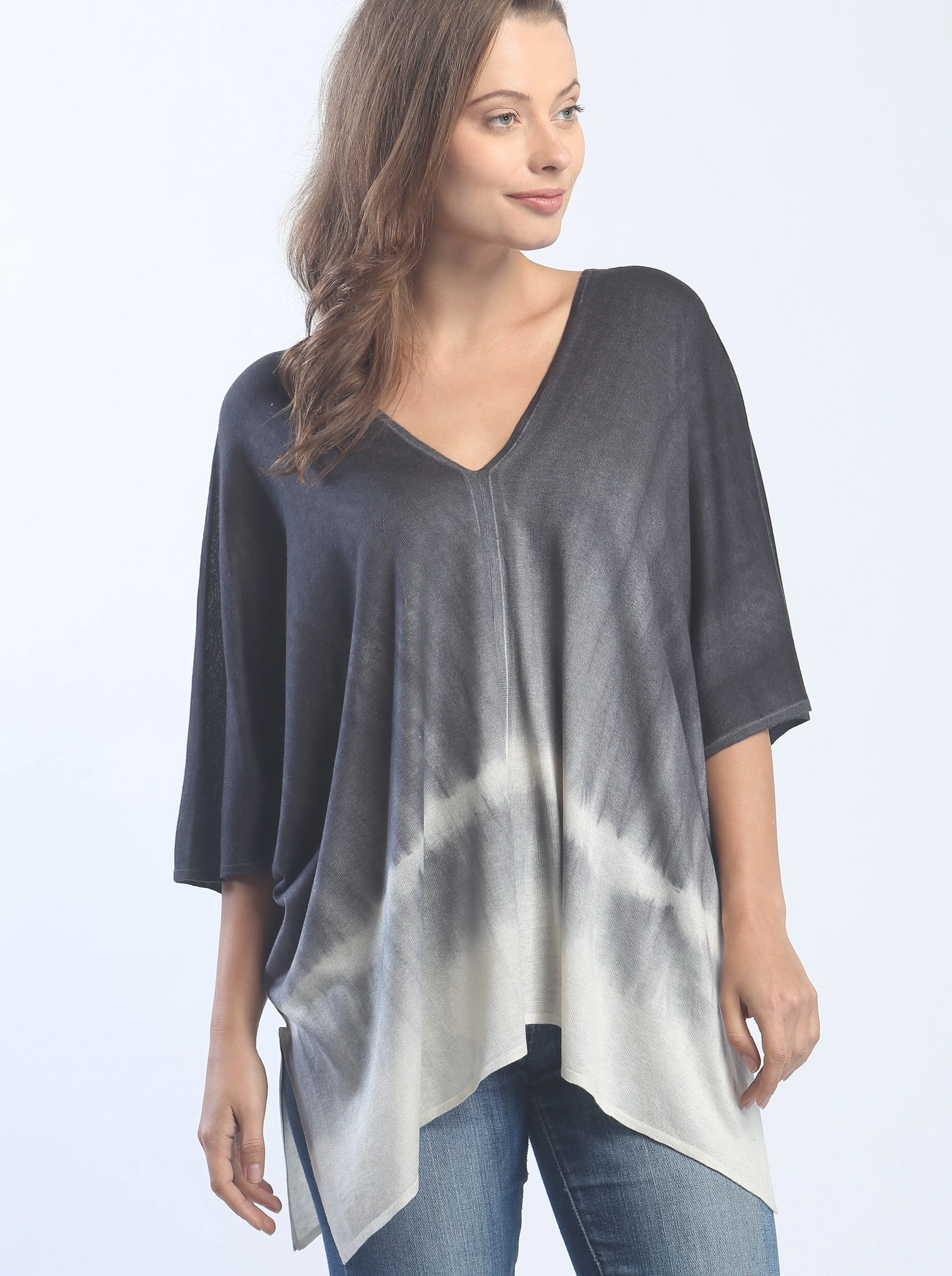 Hand Dyed Double V-Neck Poncho Tee