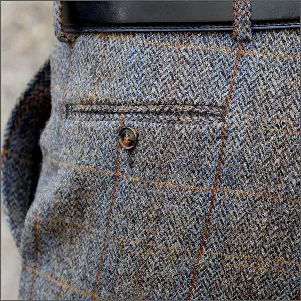 Harris Tweed Brown, Blue, Herringbone 3pc Suit>