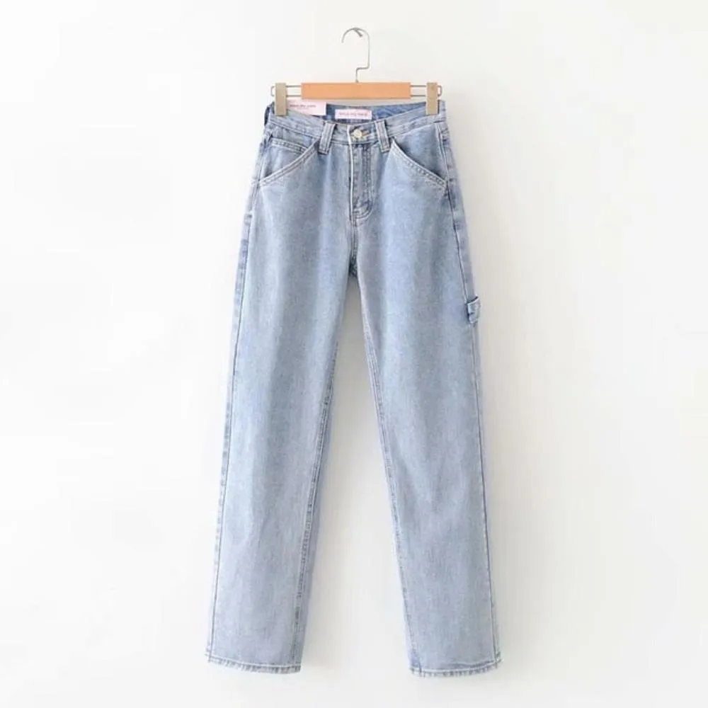 High Waist Straight Boyfriend Loose Wide Leg Jeans