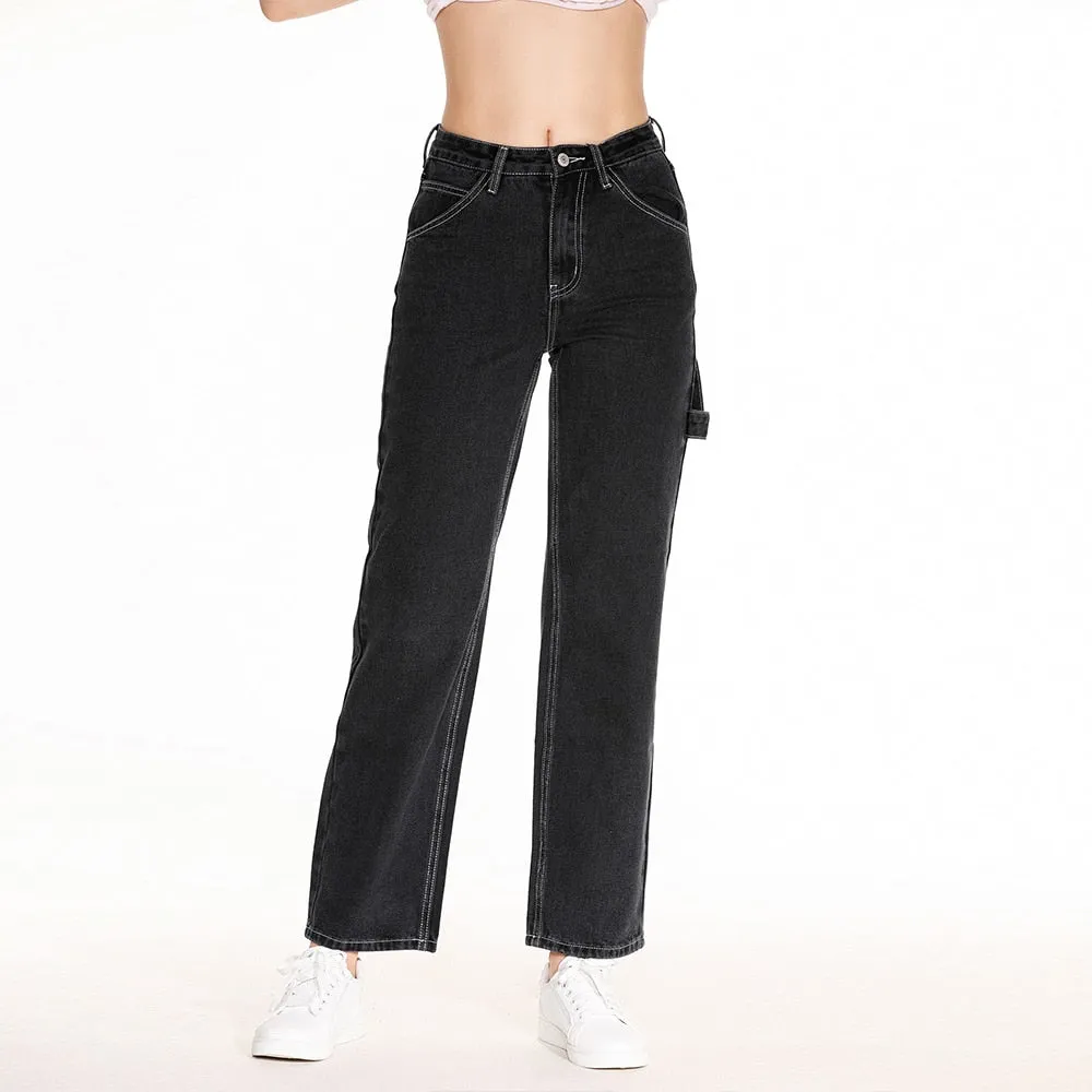 High Waist Straight Boyfriend Loose Wide Leg Jeans