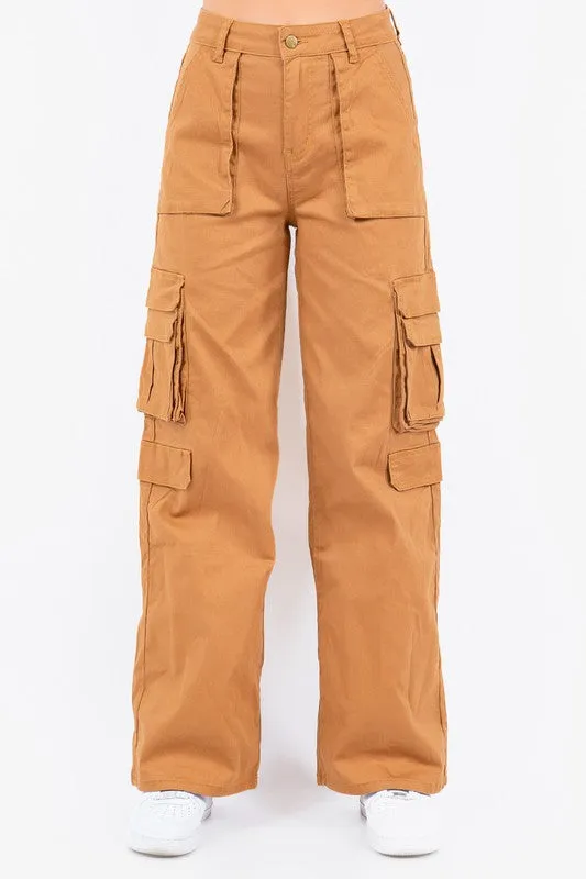 High Waist Straight Cargo Pants