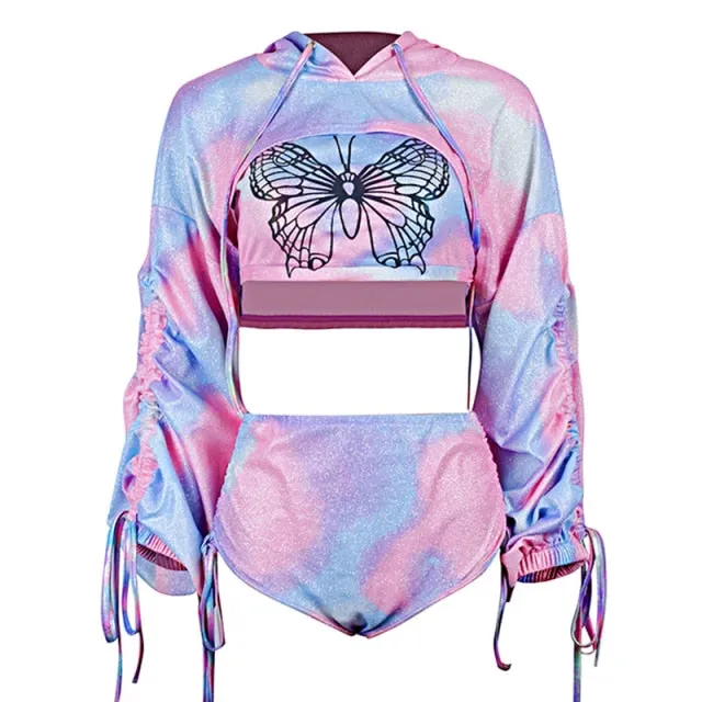 Holographic Butterfly Rave Outfit