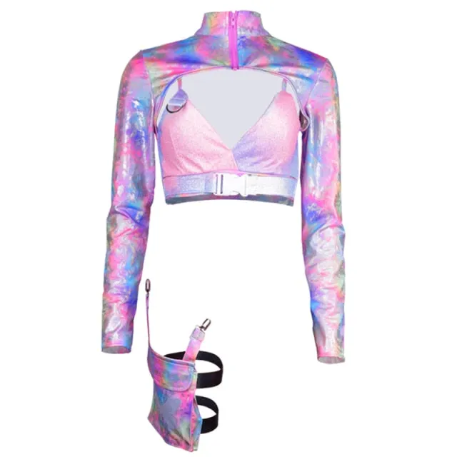 Holographic Butterfly Rave Outfit