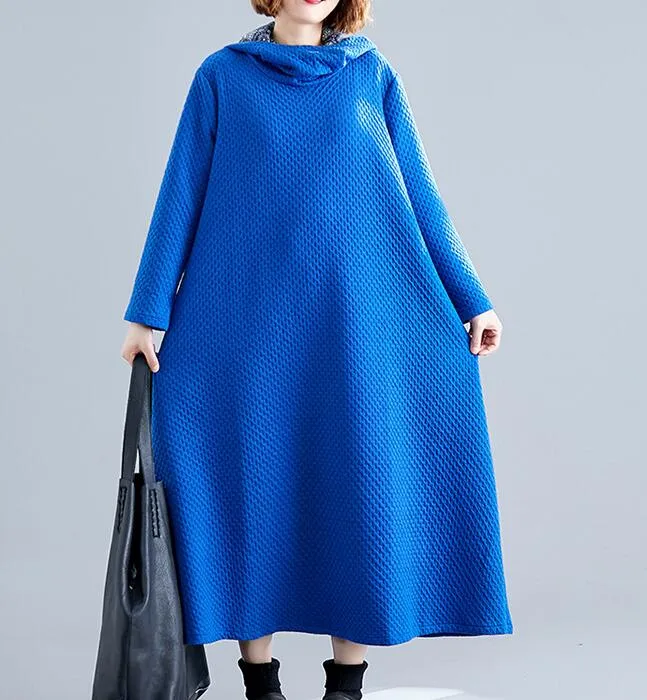 Hooded Women Linen Cotton Padded Loose Dresses Long Sleeve Women Dress YM9201229