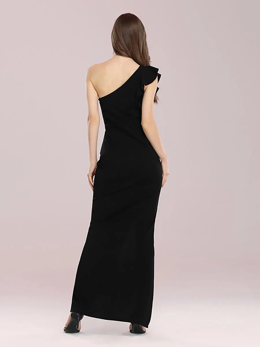 Hot One Shoulder Sheath Party Dress with Ruffles