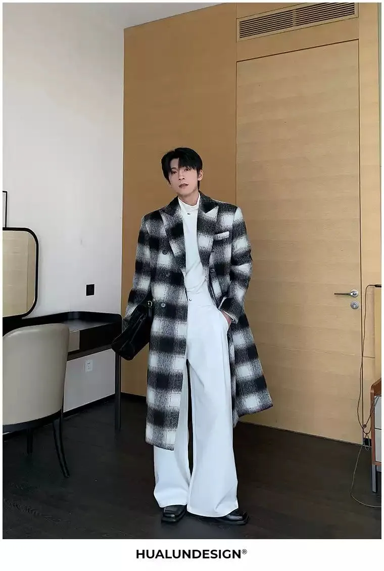 Hua Plaid Double Breasted Padded Overcoat