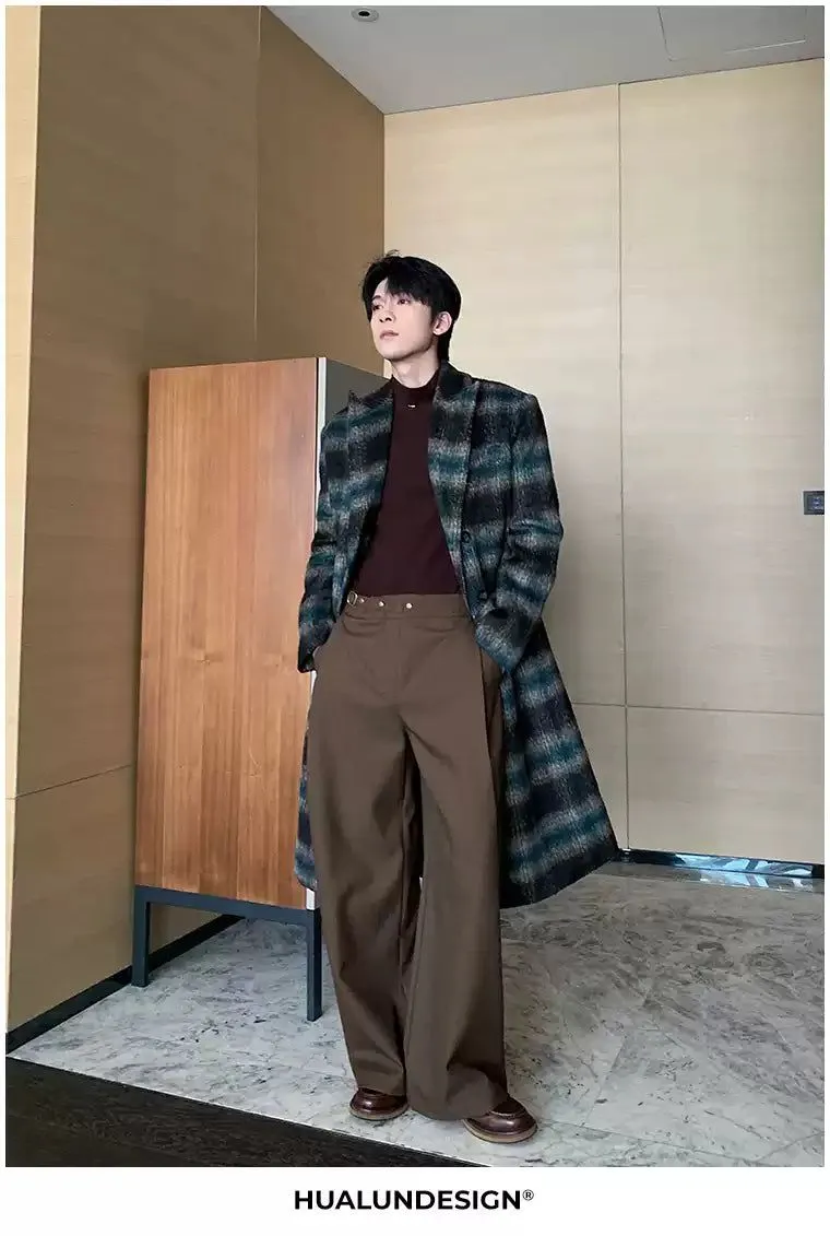 Hua Plaid Double Breasted Padded Overcoat