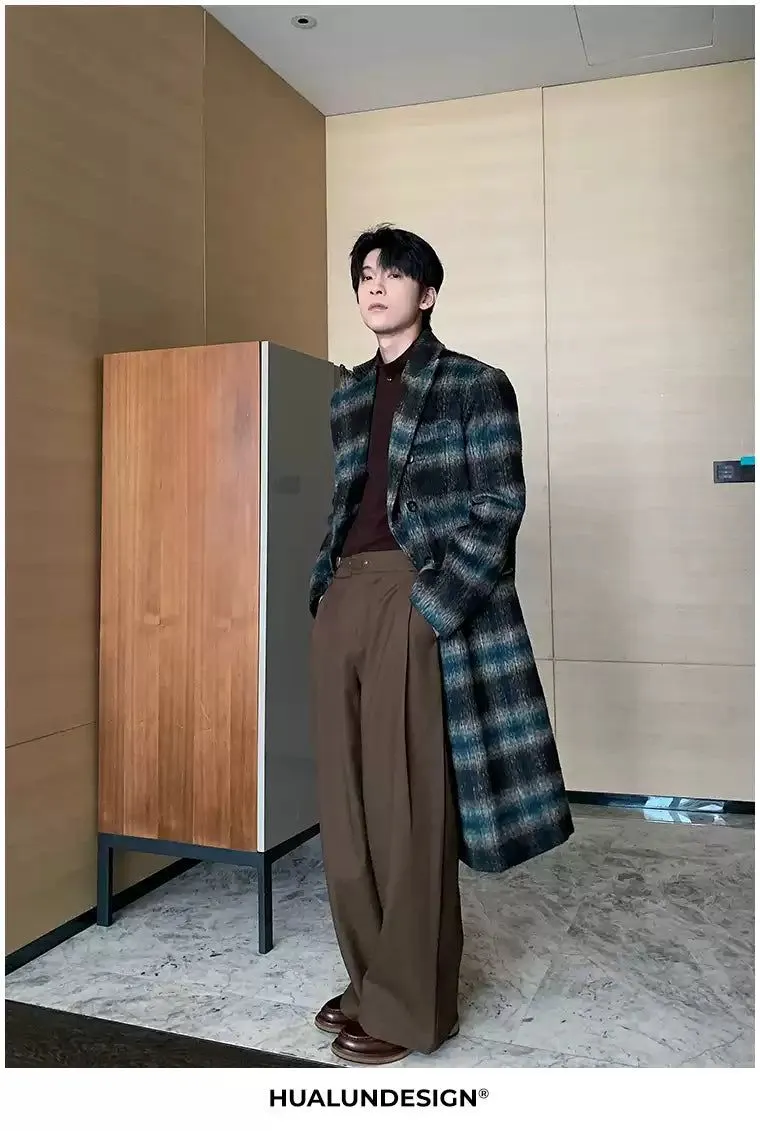 Hua Plaid Double Breasted Padded Overcoat