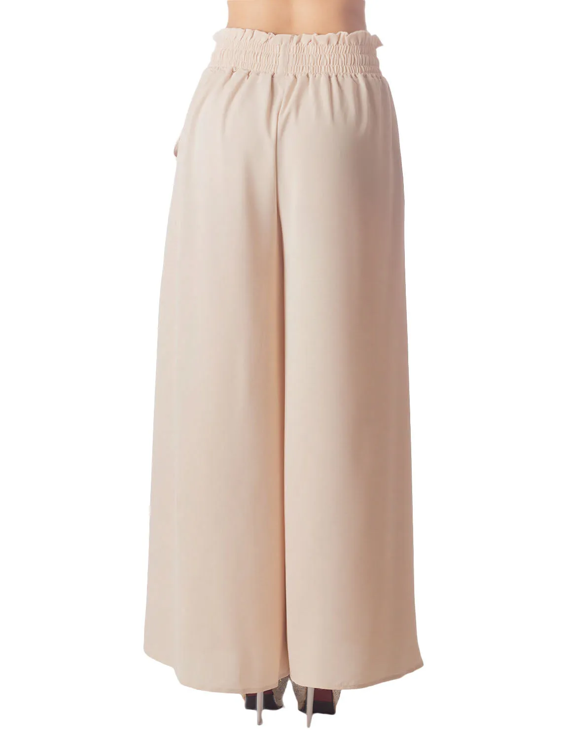 iB-iP Women's Flare Pants Casual Cozy Relaxed High Waist Palazzo Trousers