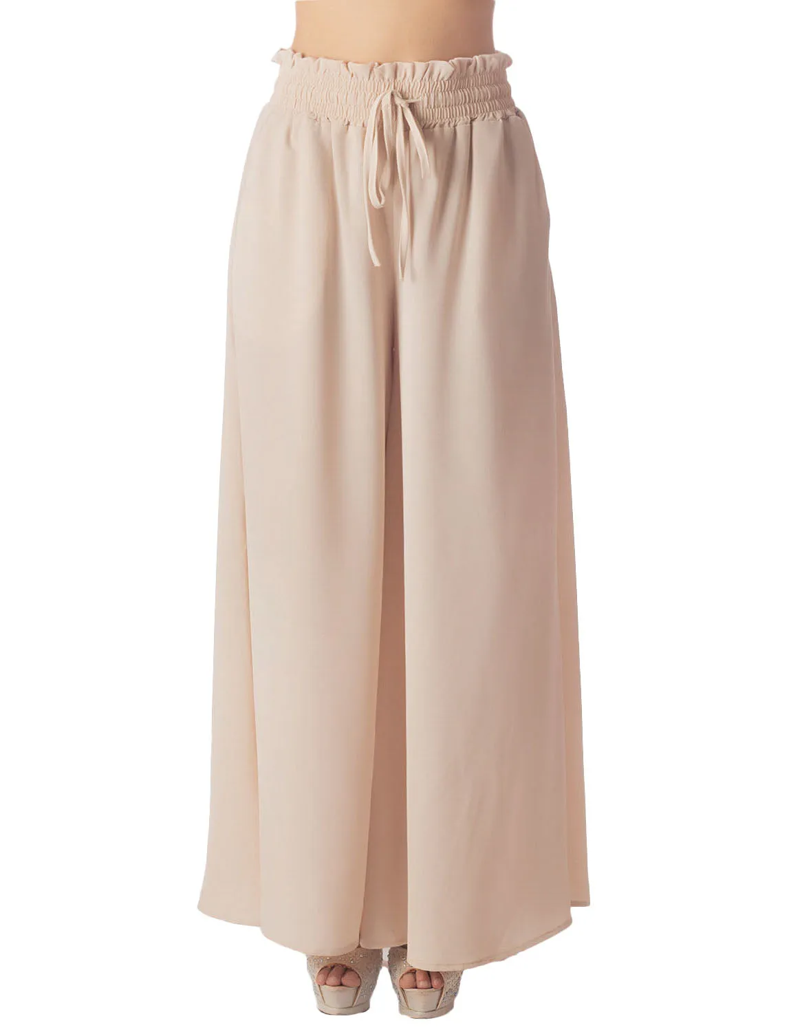 iB-iP Women's Flare Pants Casual Cozy Relaxed High Waist Palazzo Trousers