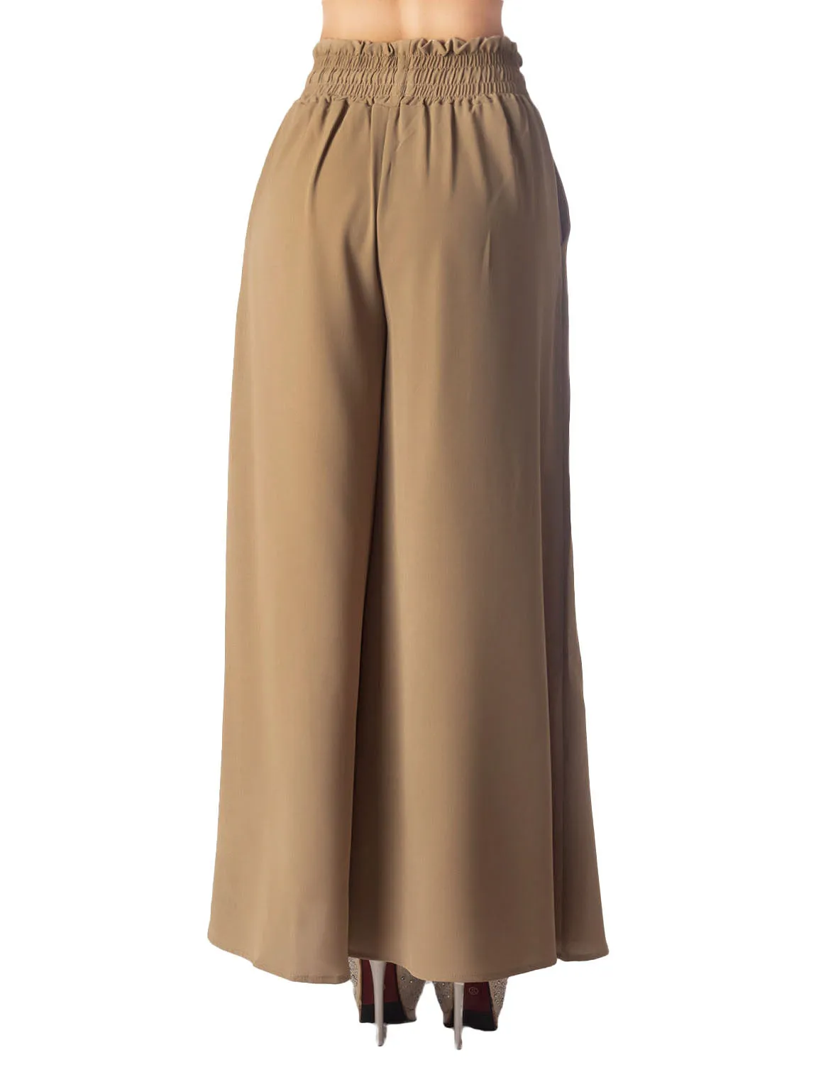 iB-iP Women's Flare Pants Casual Cozy Relaxed High Waist Palazzo Trousers