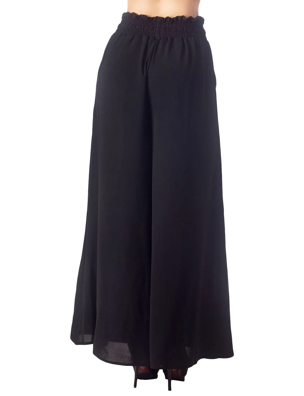 iB-iP Women's Flare Pants Casual Cozy Relaxed High Waist Palazzo Trousers