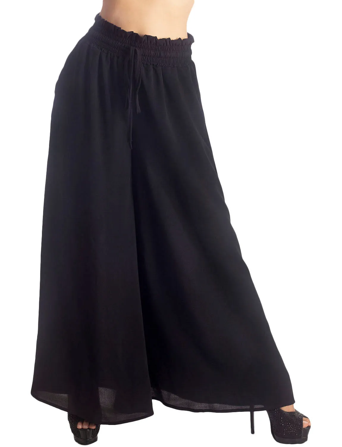 iB-iP Women's Flare Pants Casual Cozy Relaxed High Waist Palazzo Trousers