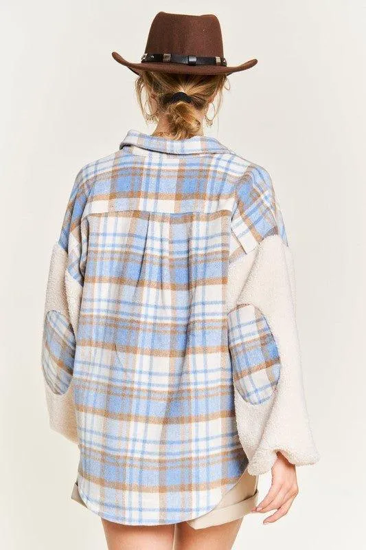 Jade by Jane Plaid Teddy Sleeve Shacket