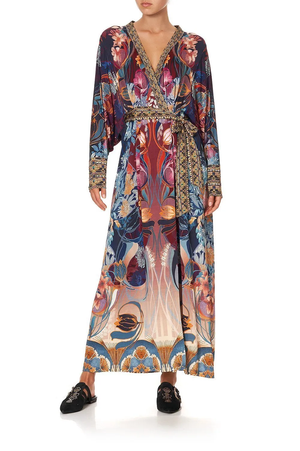 JERSEY WRAP DRESS WITH EXAGGERATED BLOUSON SLEEVE NOUVEAU NIGHTS