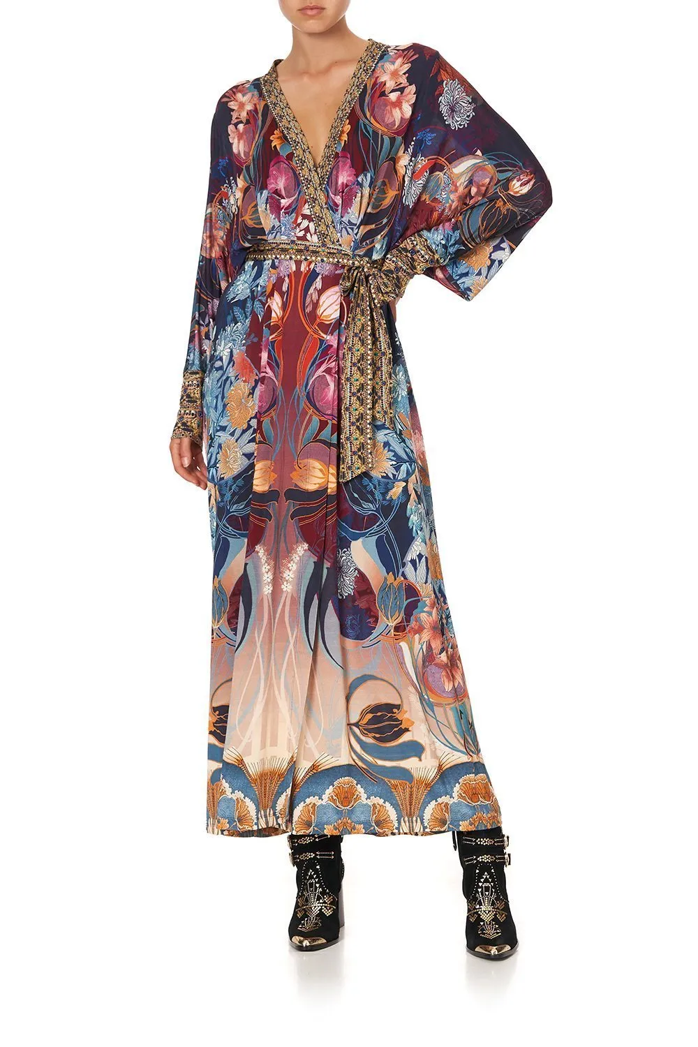 JERSEY WRAP DRESS WITH EXAGGERATED BLOUSON SLEEVE NOUVEAU NIGHTS