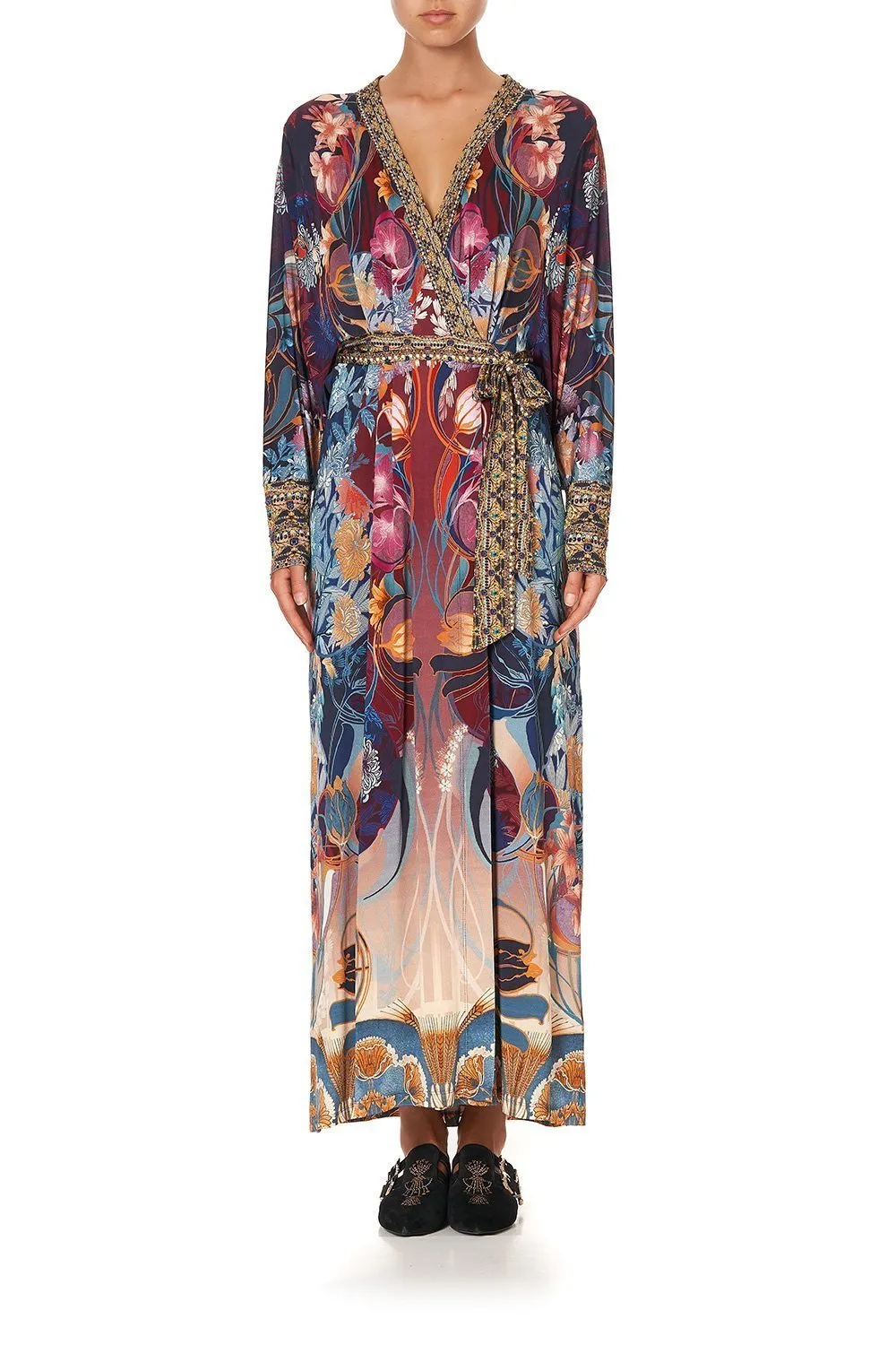 JERSEY WRAP DRESS WITH EXAGGERATED BLOUSON SLEEVE NOUVEAU NIGHTS