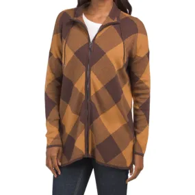 JONES NEW YORK Women's Buffalo Plaid Lightweight Knit Full Zip Poncho Jacket