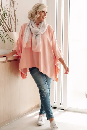 Kendi Blush Cotton Blend Poncho