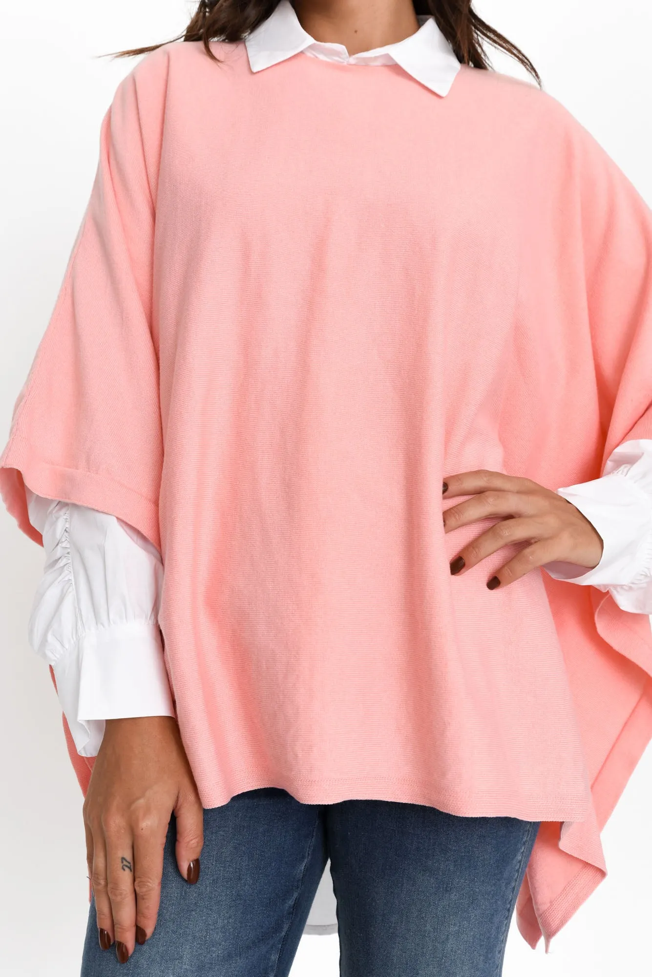 Kendi Blush Cotton Blend Poncho