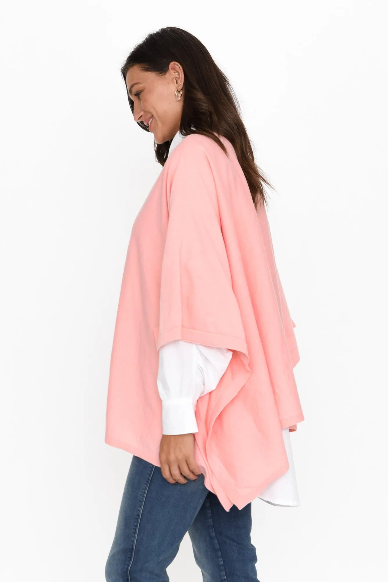 Kendi Blush Cotton Blend Poncho