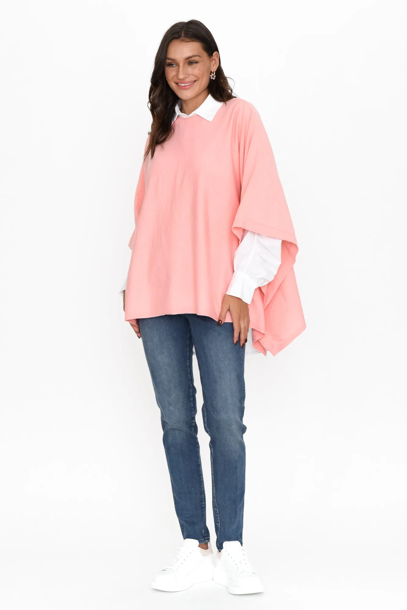 Kendi Blush Cotton Blend Poncho