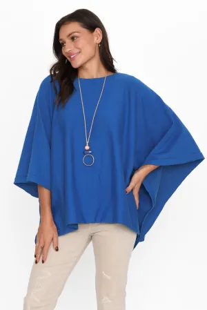 Kendi Cobalt Cotton Blend Poncho