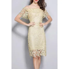 Ketty More Women Flower Lace Off Neck Sheath Dress - KMWDC10549