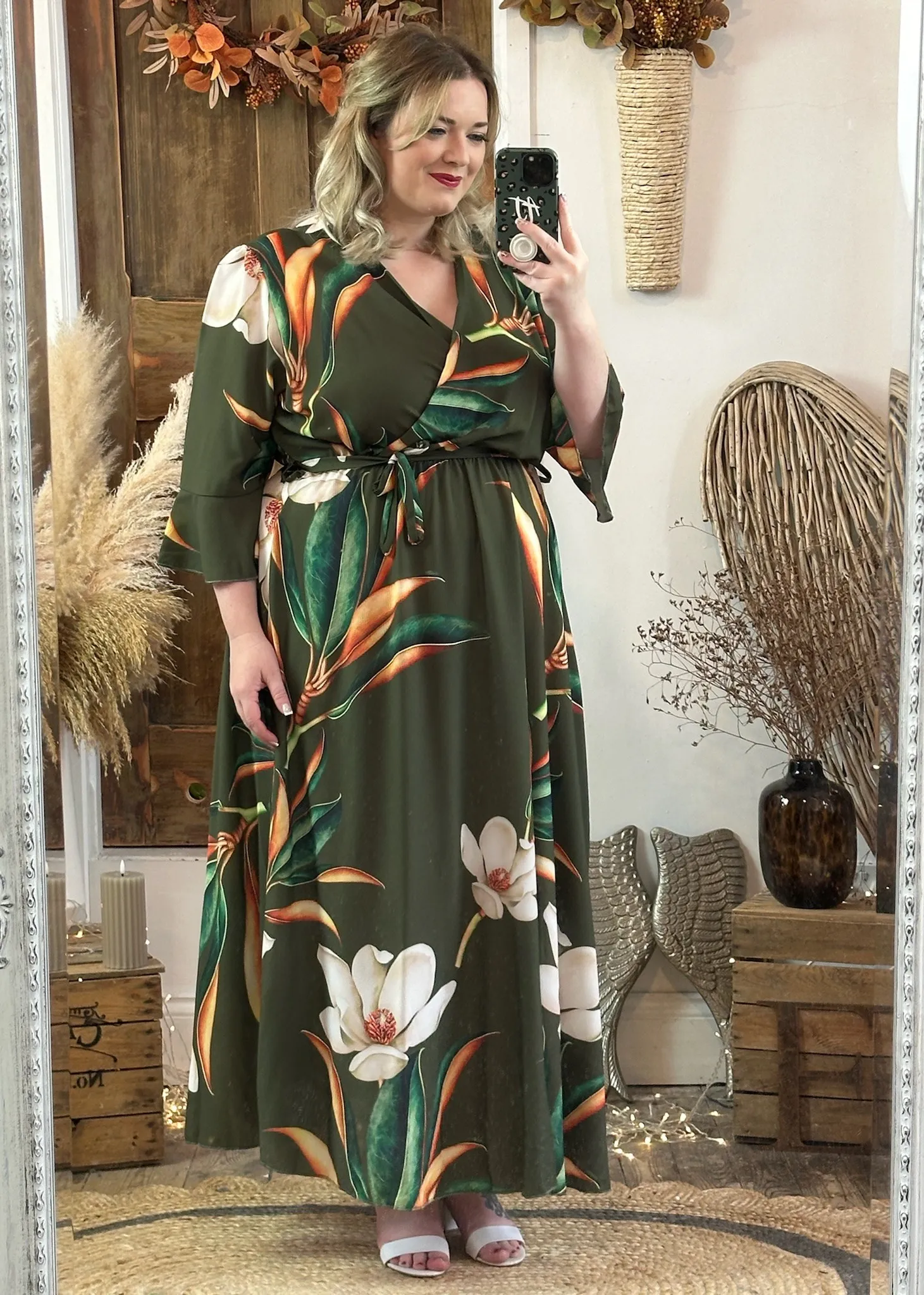 Khaki Bold Floral Thea Dress