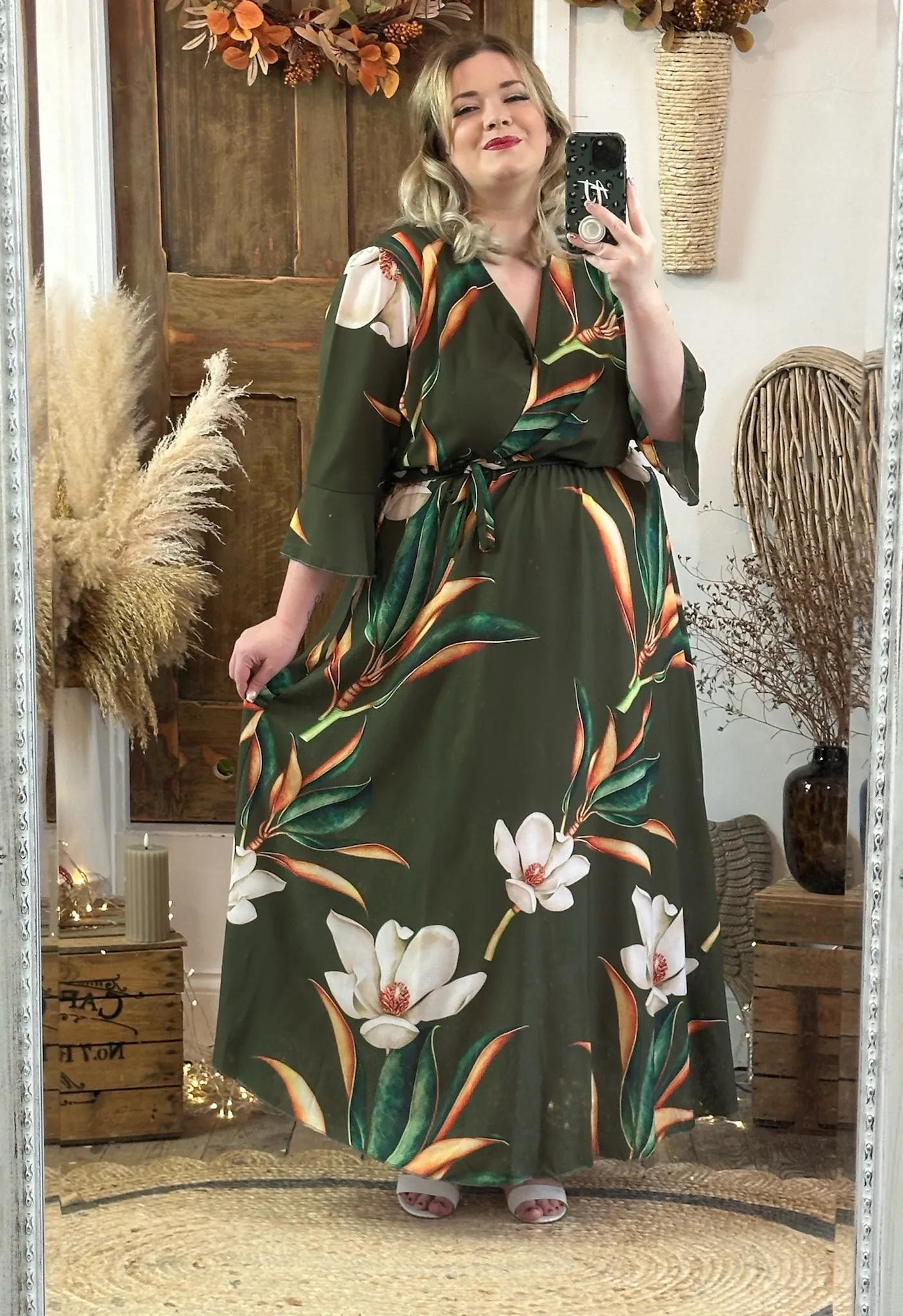 Khaki Bold Floral Thea Dress