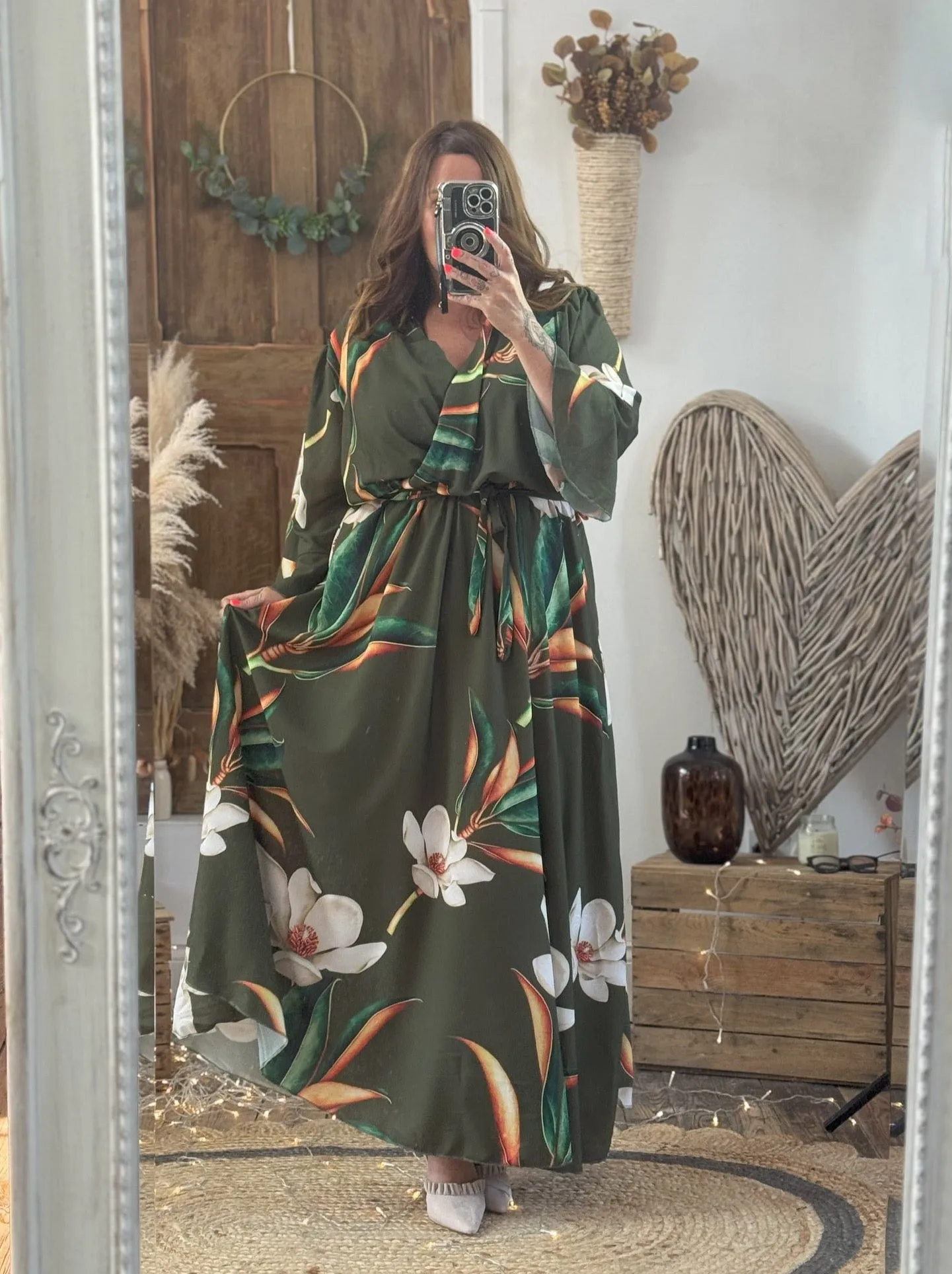 Khaki Bold Floral Thea Dress