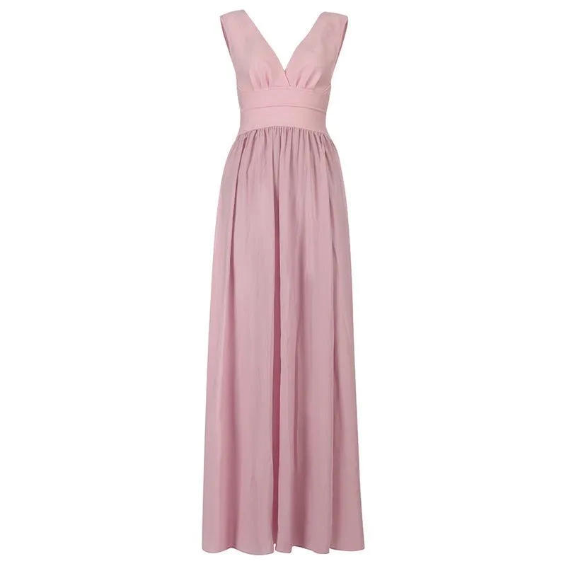 KittenAlarm - Biddy V Neck Sleeveless Maxi Dress