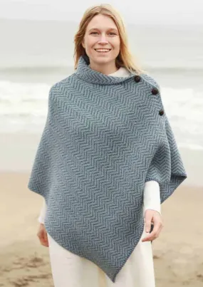 Ladies Herringbone Aran Poncho