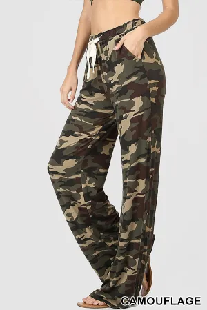 Laid back camouflage lounge pants with loose fit and drawstring waist