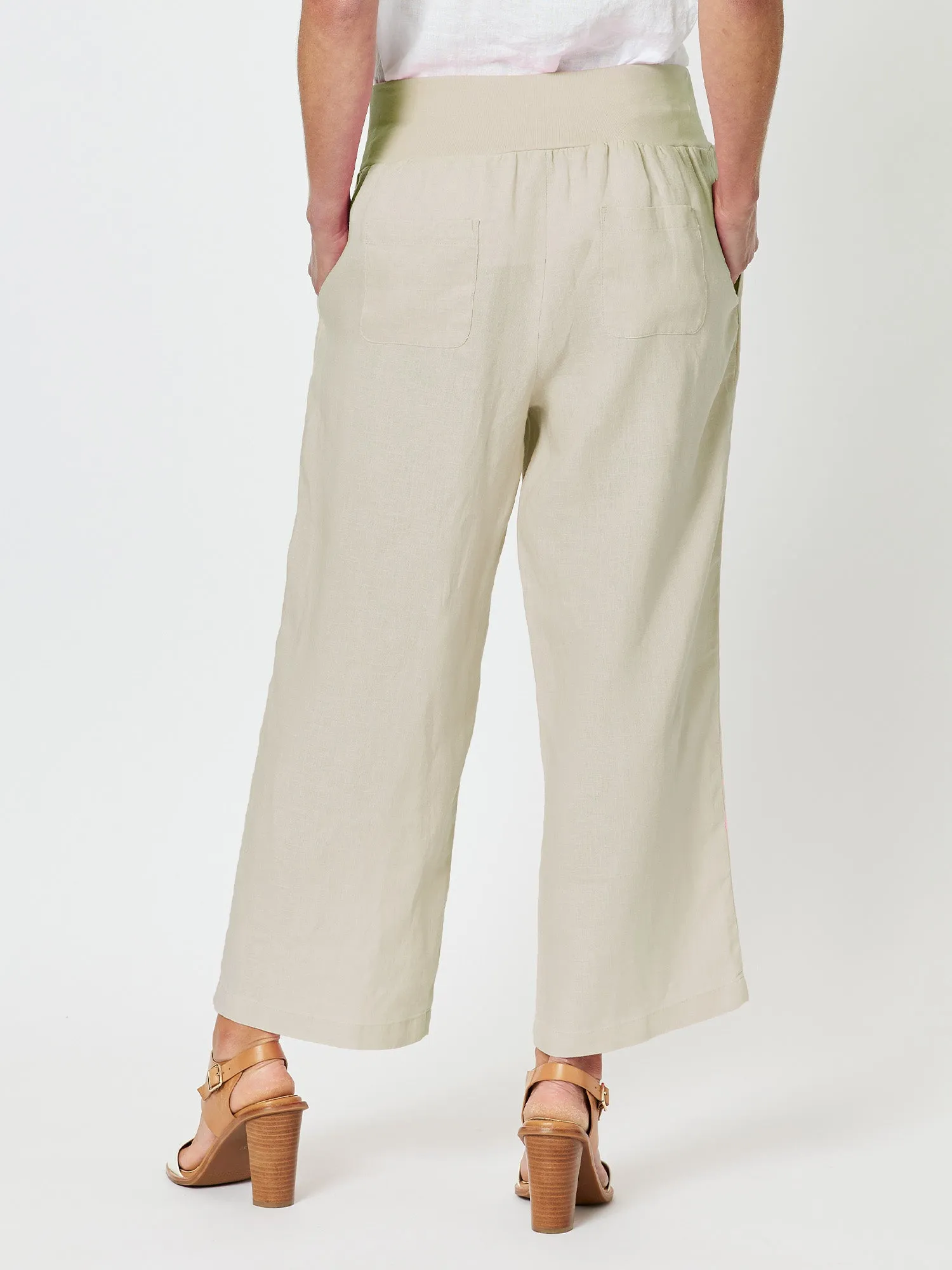 Lara Linen Wide Leg Pant - Natural