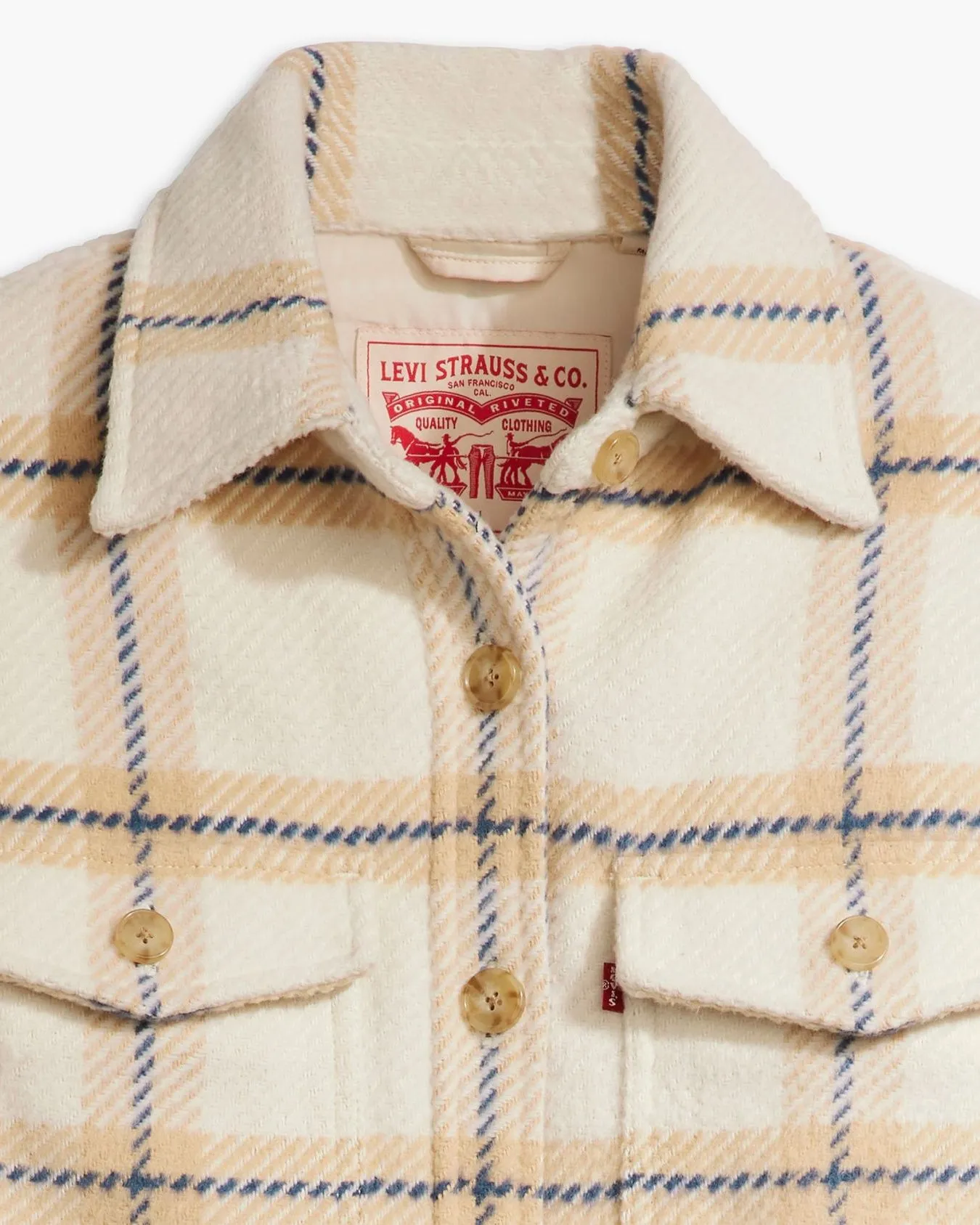 Levi's® Womens Lola Shacket - Etta Plaid Almond Buff