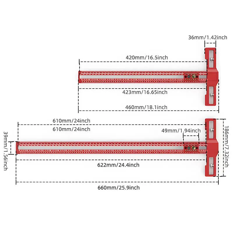 Levoite™ Multi-Functional Woodworking T-Square Ruler