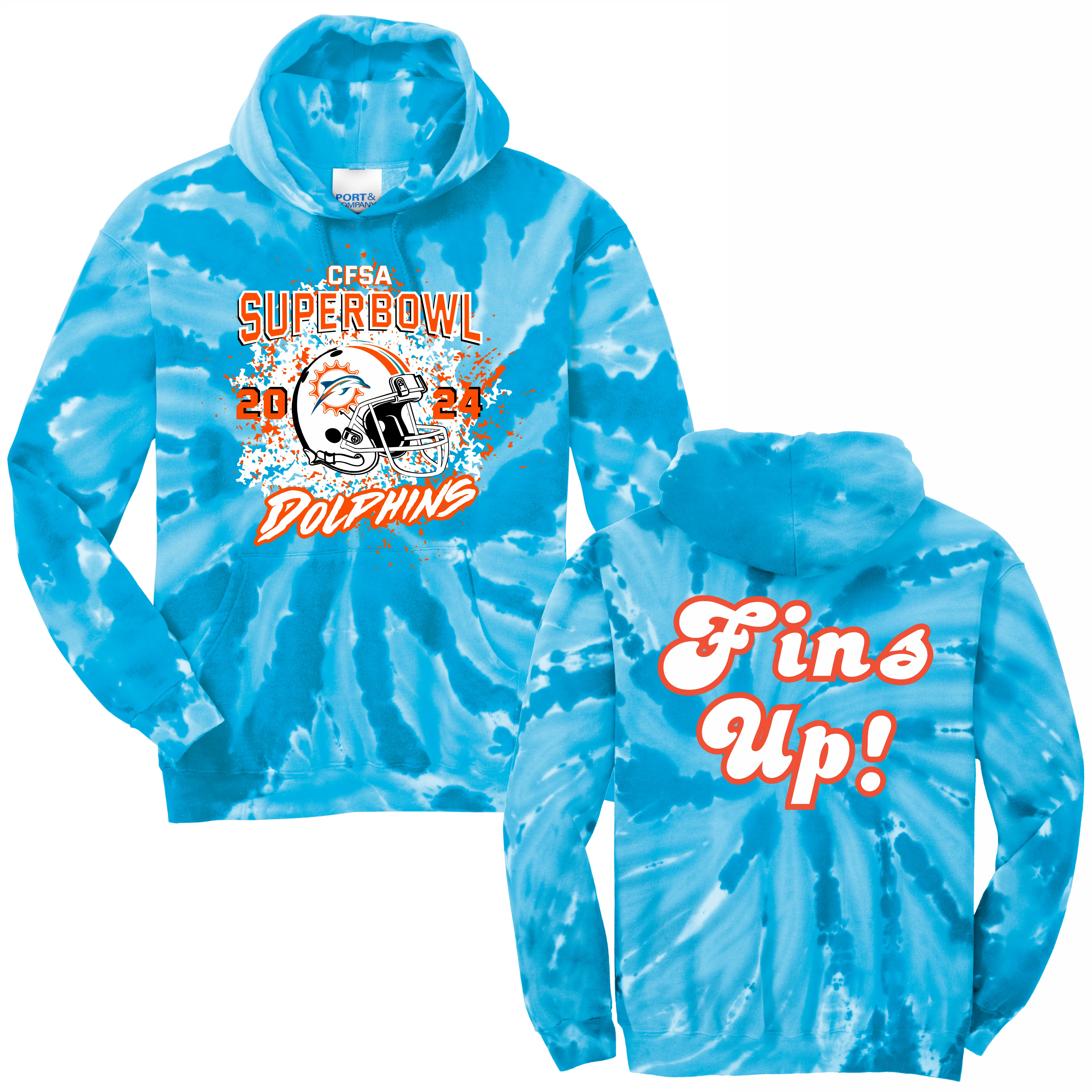 LIMITED EDITION - CFSA- Dolphins Superbowl Hoodie 2024 TIE_DYE